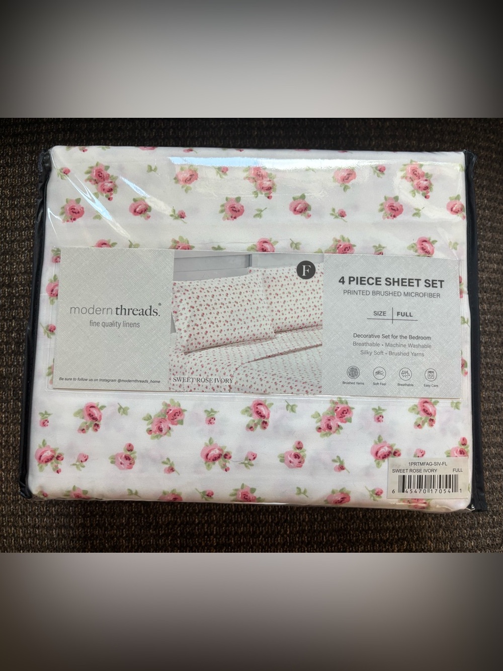 Modern Threads Sweet Rose Floral Sheet Set in Ivory with Pink Roses